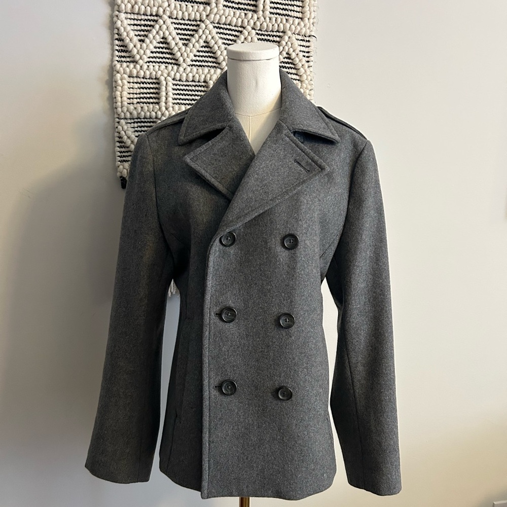 Women’s Express Charcoal Double-Breasted Pea Coat Size Small